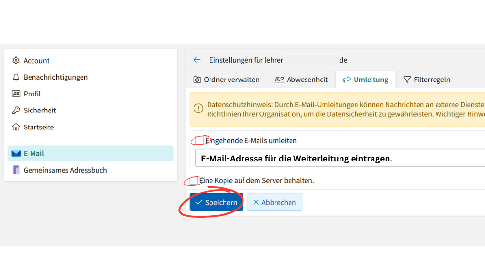 Weiterleitung einrichten