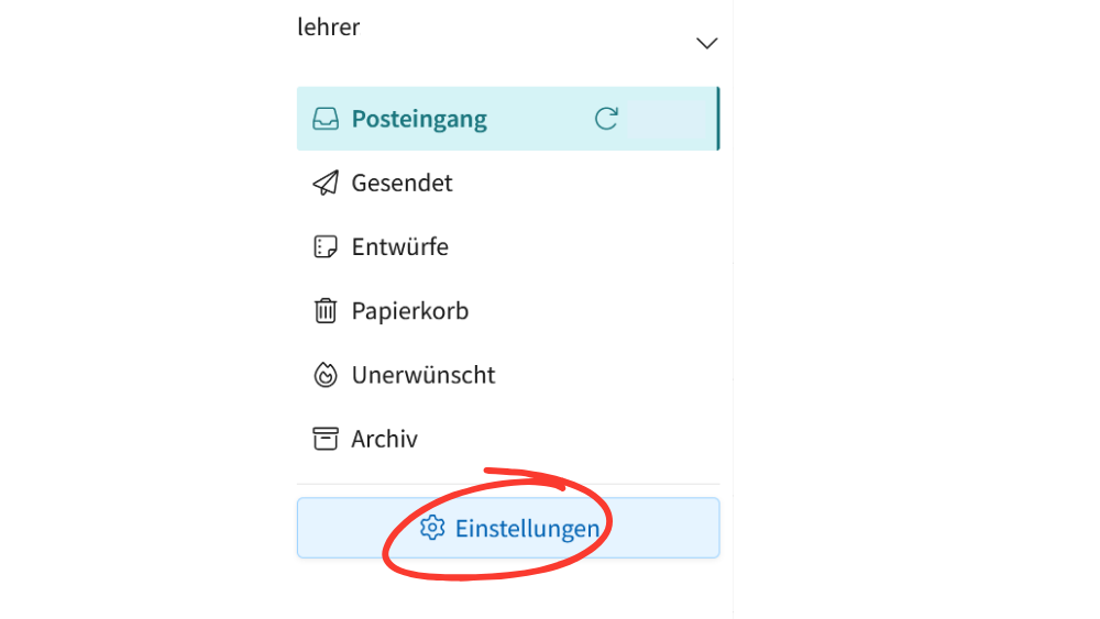 E-Mail-Einstellungen öffnen