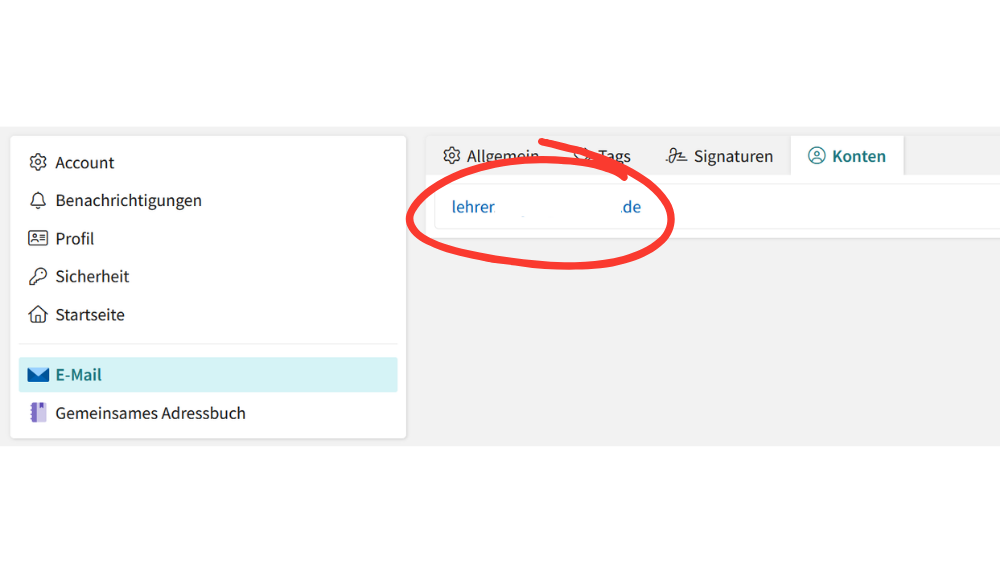 E-Mail-Konto auswählen